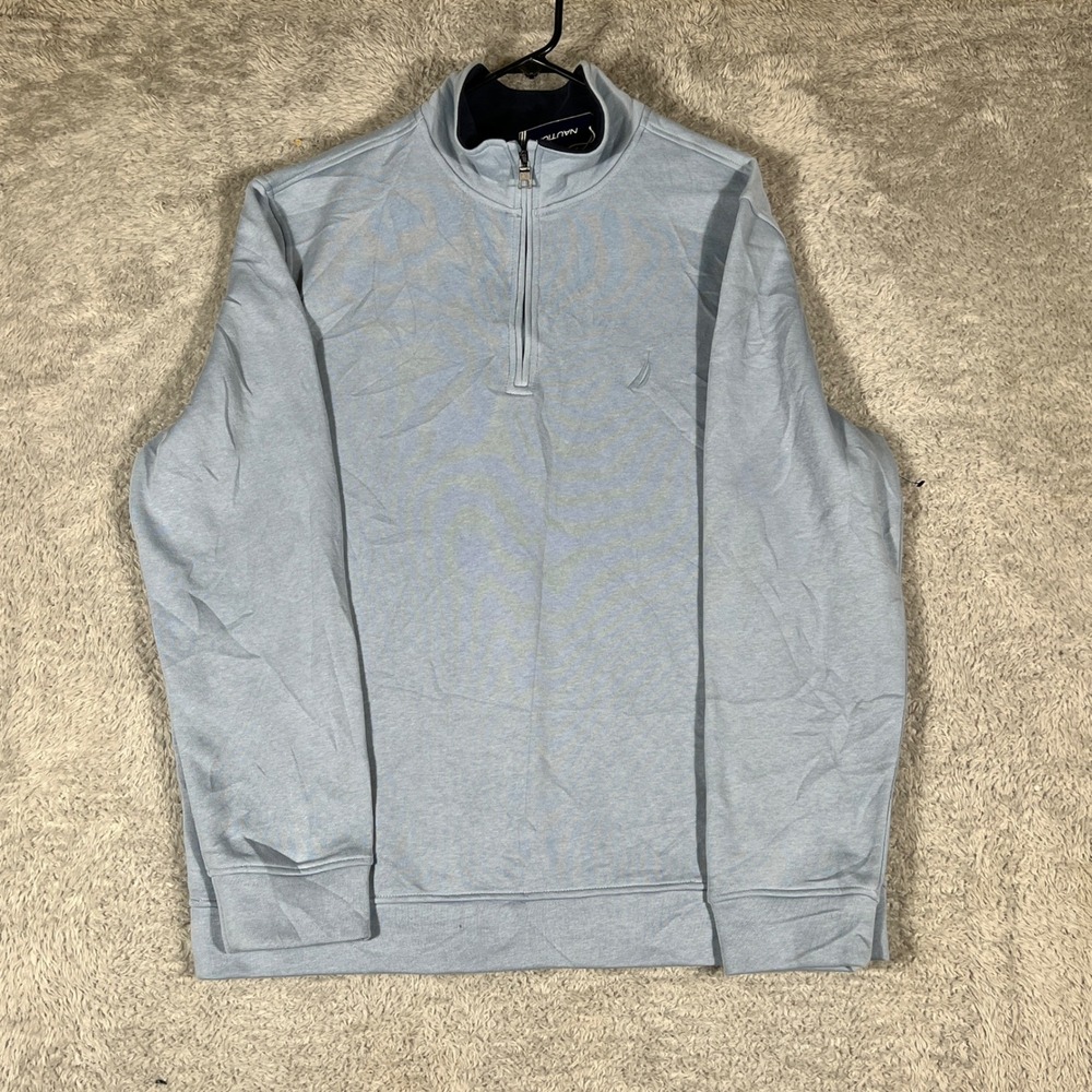 Nautica Quarter Zip Pullover Mens XL Blue K4779M Anchor Blue Fleece Sweatshirt
